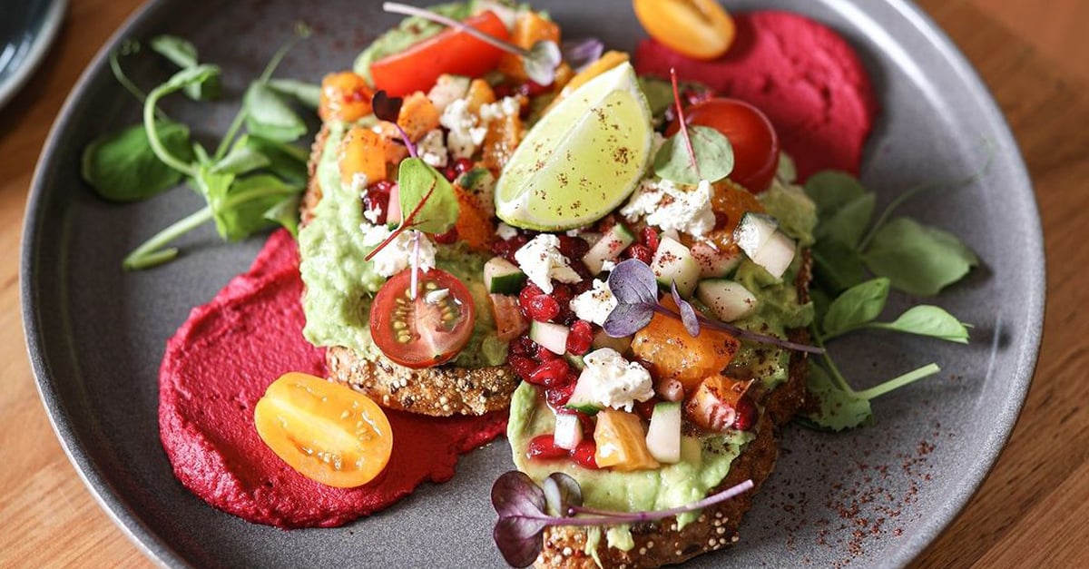 A colourful dish of avocado on toast