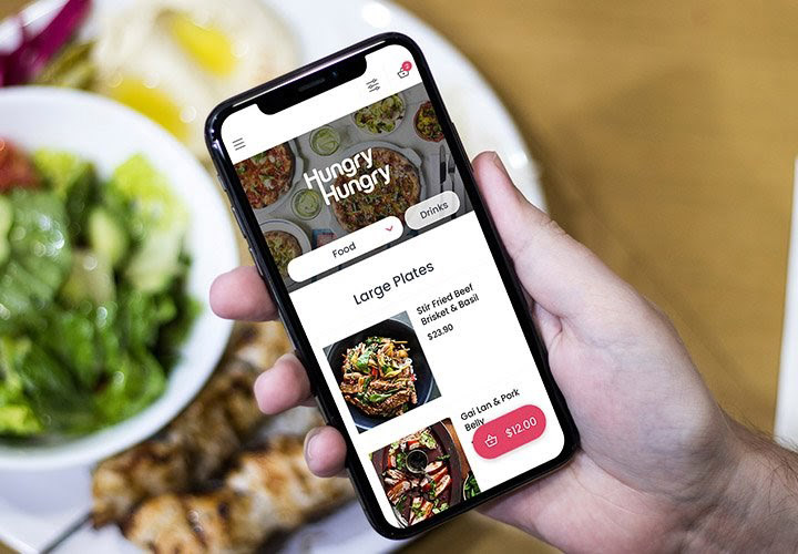 HungryHungry app being used on an iPhone