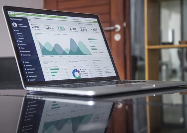 laptop showing sales report and graph