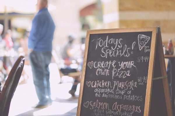 specials board out the front of a restaurant