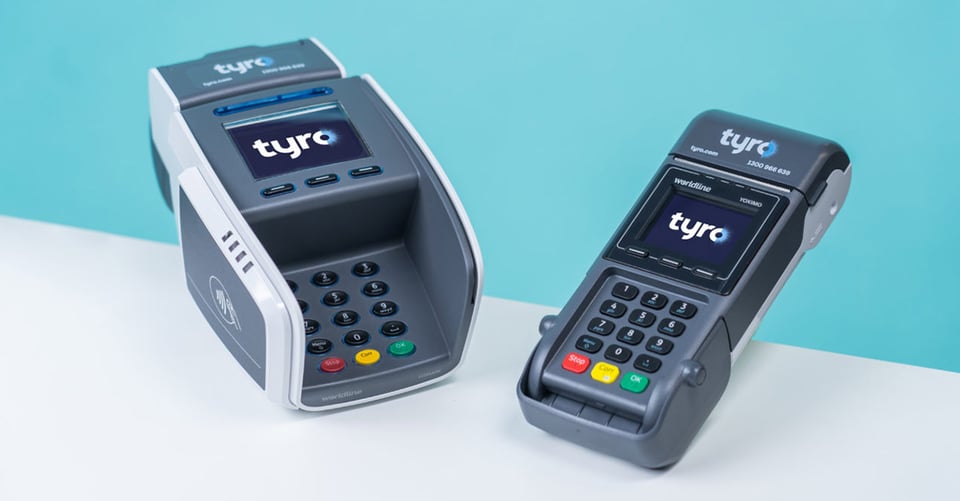 Tyro CounterTop EFTPOS and a Tyro Mobile EFTPOS on display