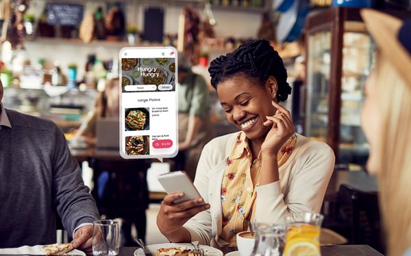 lady ordering from the table on mobile