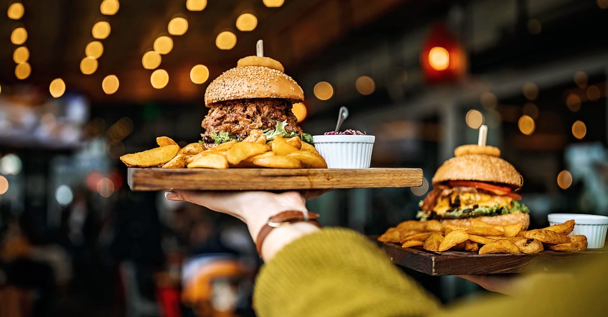 Mouthwatering burgers in a restaurant