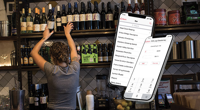 Counting stock in a bar using StockMate app