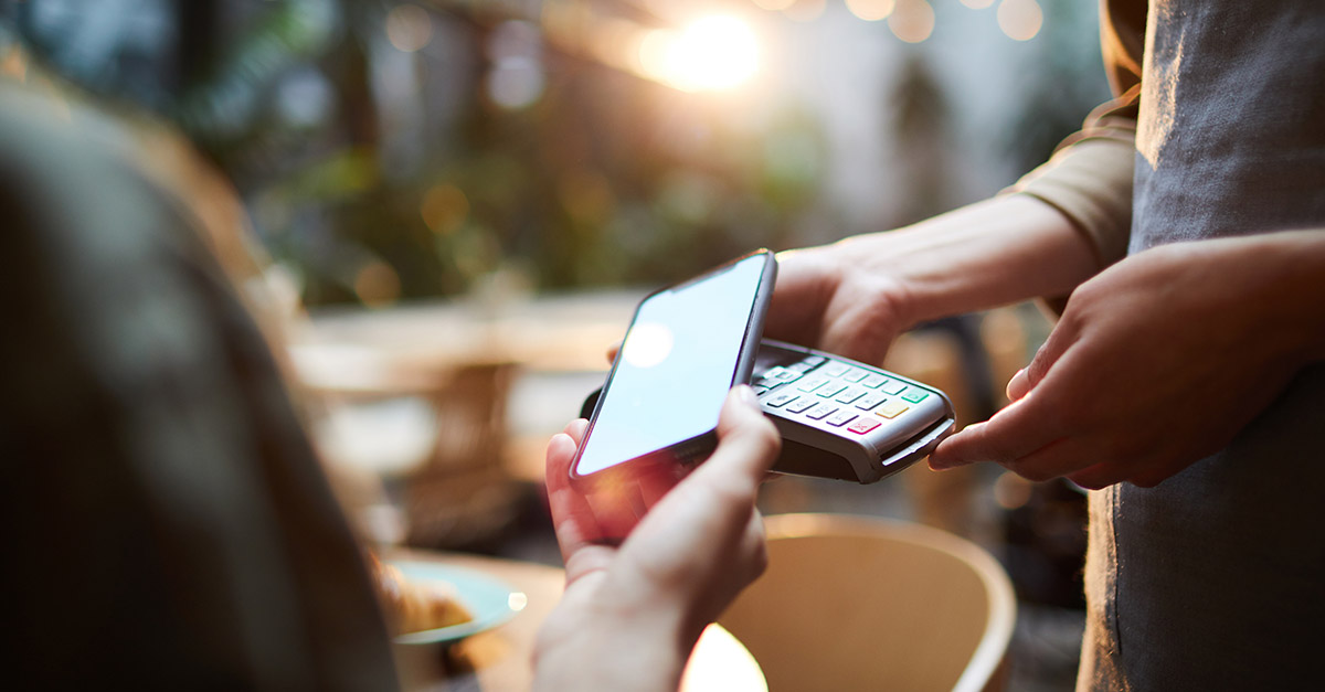 Paying at a restaurant using a mobile phone