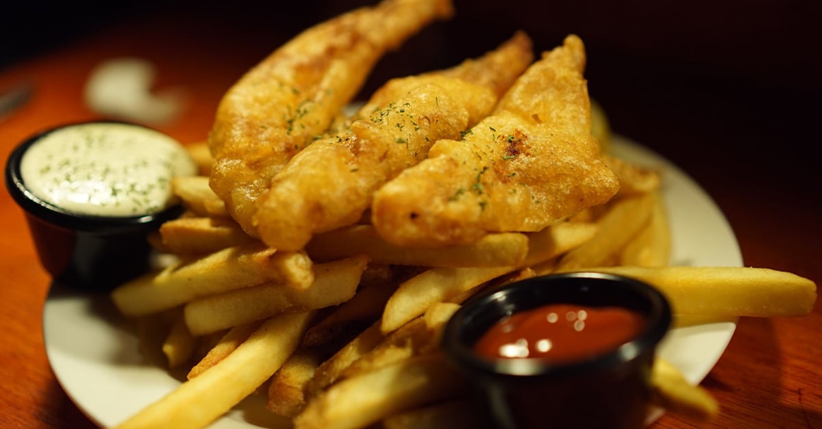 fish and chips on a plate