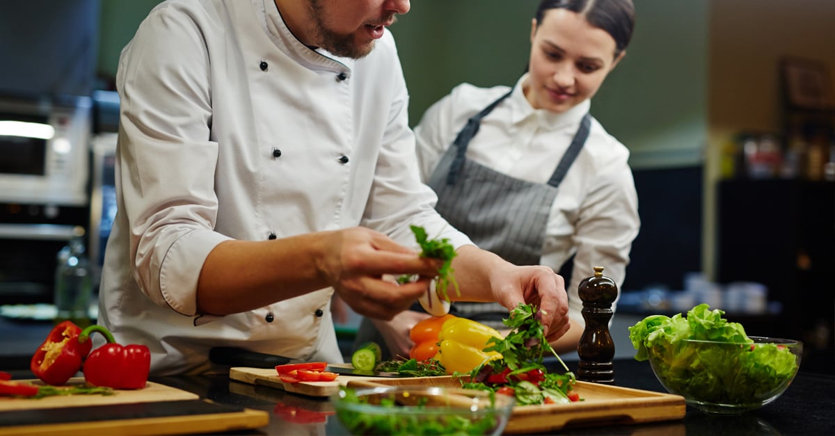 Chef using seasonal produce in their kitchen