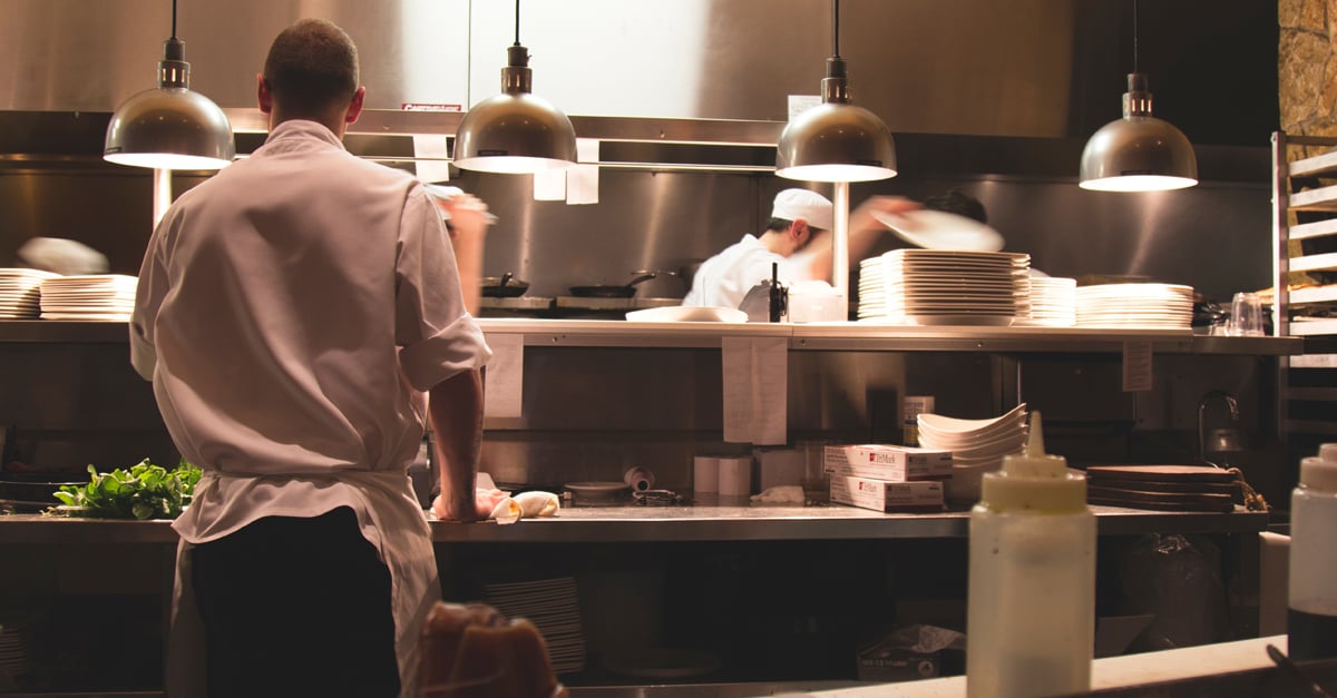 Chefs working together in a kitchen