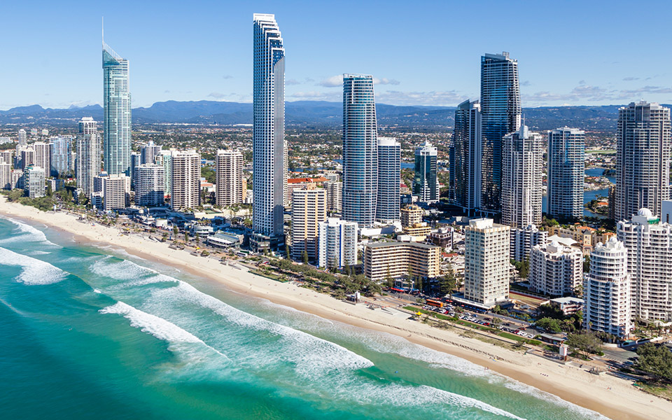 Gold Coast beach and skyline shot