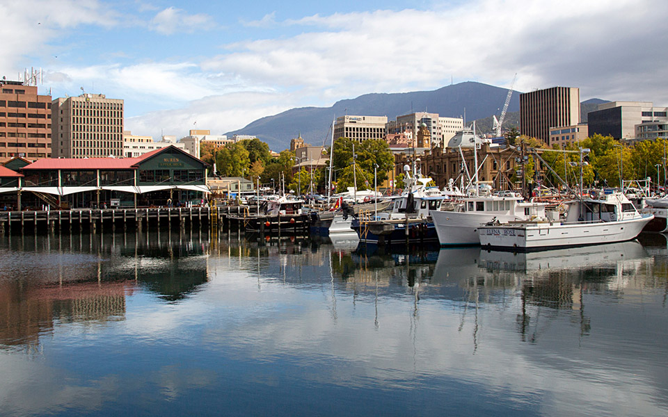 Hobart city by the wharf