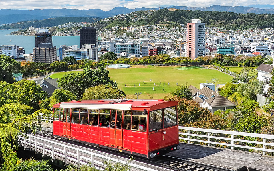 Wellington cable car and a scenic shot of the city